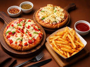 Veg Corn Pizza- 6 Inch+ Paneer Cheese Pizza 6Inch + Fiery French Fries