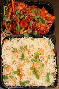 BURNT GARLIC FRIED RICE VEG & CRISPY LOTUS STEM