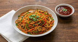 Schezwan Mushroom Noodles