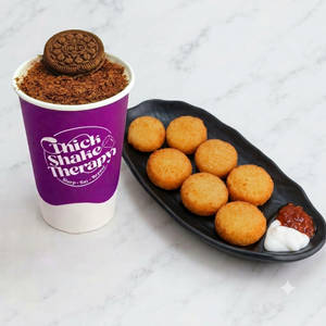 Choice Of Thickshake + Melting Cheese Coins (8 Pcs)