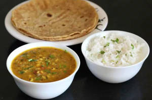 Dal Fry With Rice And Roti