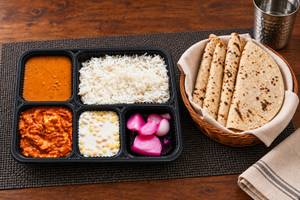 Dal Makhni, Kadhai Paneer, Tawa Roti (4), Rice, Salad & Raita thalis