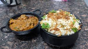 Bagara Rice With Chicken Curry