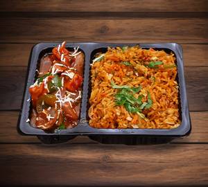 Chilly paneer gravy + Veg Fried Rice