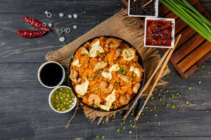 Mix Schezwan Fried Rice (egg, Chicken And Prawns)