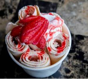 Fresh frozen strawberry ice cream