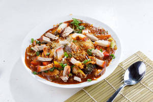 Pork Pan Fried Noodles In Sauce Of Choice