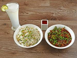 Combo 1 - Veg Fried Rice + Chilly Chicken ( 1 Portion ) + Fresh Lime