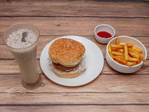 Veg Burger + French Fries + Beverage