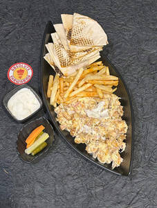Arabian Shawarma On Plate With Fries