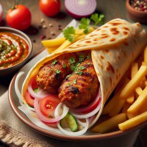 Double Chicken Seekh Kebab Roll