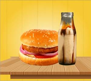 Classic Burger With Cold Coffee