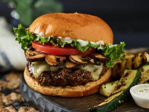 Mushroom Masala Egg Burger