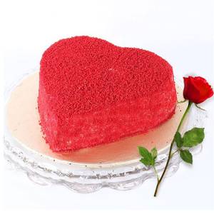Redvelvet Cake 1 Pound Single Red Rose With Packing