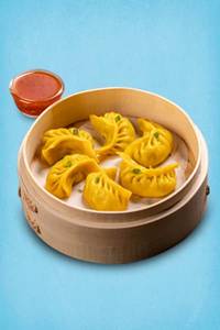 Steamed Chicken Corn & Cheese Momos With Momo Chutney