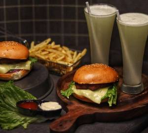 Couple Meal Combo(Cheese burger 2 +one french Fries+2 freshlime)