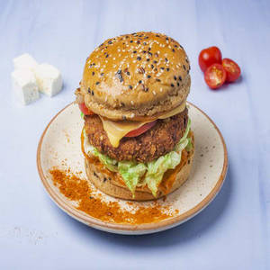 Crunchy Paneer Peri Peri Burger & Fries