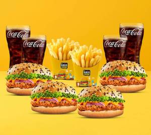 4 Crispy Cross Chicken Burger + 2 Salted Fries + 4 Pepsi (250Ml)