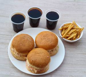 "burger (3pcs), French Fries & Cold Drink (3pcs) Combo"