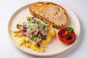 Parmesan Mushroom And Truffled Scramble Eggs