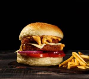 Aloo Tikki Burger with Tandoori Masala Fries