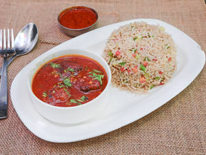 Fried Rice + Veg Manchurian