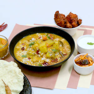 Sambar Rice and Bangalore Kebab Fry Rice Bowl