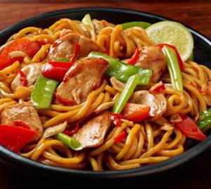 Chicken noodles and chicken chilli