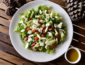 Veg Salad With Feta Cheese, Caramelised Balsamic Glaze & House Vinaigrette