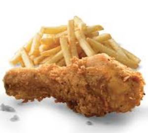 1 Pcs Fried Chicken Drumstick With French Fries