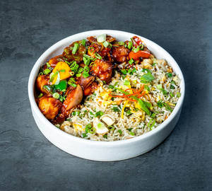 Chilli Chicken Gravy With Chicken Fried Rice