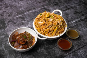 Pichu potta noodles + chicken manchurian