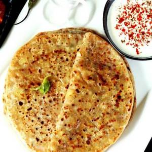 Aloo Onion Paratha[2 Pc] With Curd, Pickle And Butter + Sweet Lassi