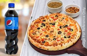 7 Veg Extravaganza Pizza + Pepsi 600 ml PET Bottle