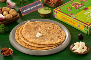 Two Large Aloo Pyaz Parantha with Curd & Pickle