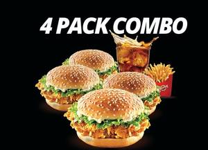 4 Pack Snacker Chicken Burger Combo