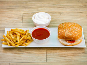 Aloo Tikki Burger with Fries