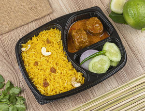 Basanti Pulao+chittal Muitha(2pcs)+salad Tray