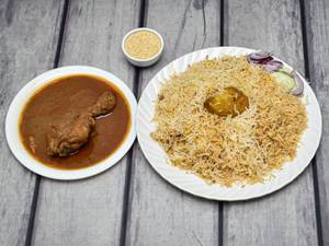 Aloo Biryani With Chicken Chaap