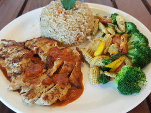 Chicken Mexican + Brown Rice + Sauteed Veggies Combo