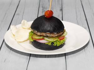 Tob Mega Meat Burger With Charcoal Bun