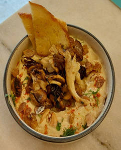 Three Way Mushroom Hummus In A Bowl