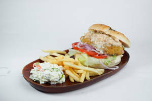 Tender Chicken Burger With Fries
