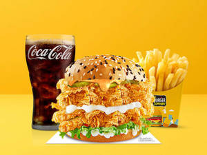 Double Zinger Chicken Burger + Salted Fries+ Pepsi [250 Ml]
