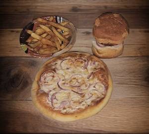 Pizza burger french frice