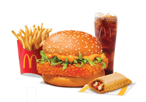 McSpicy Paneer Burger	 + Coke + Fries (M)  + Veg Pizza McPuff