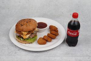Chicken Jumbo Burger With Cheese+ Chicken Nuggets [6 Pieces] + Coke [250 Ml]