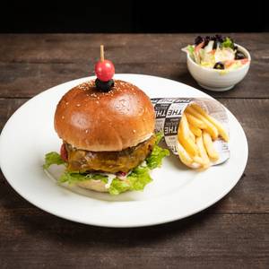 Mist Signature Mutton Burger With Fried Egg And Bacon