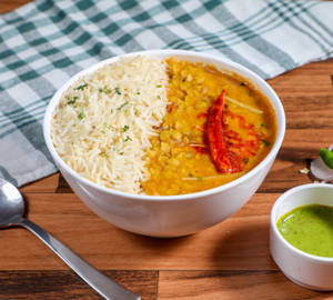Dal Chawal with Onion and Pickle