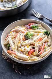 White sauce pasta with veggies